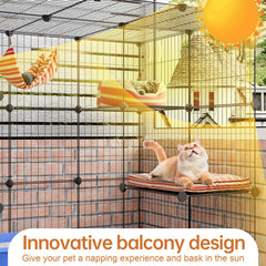 Oneluck catio two-level-platform image shows paw-friendly design.