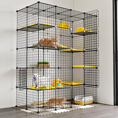 Oneluck cat enclosure front view with roomy footprint for lounging and play