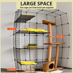 Oneluck cat enclosure side view with DIY panel showcasing customization