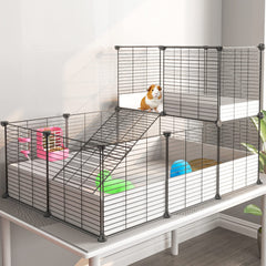 Oneluck Guinea Pig Cage loft design with dual habitats for safe exploration.