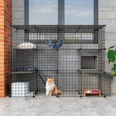 Oneluck outdoor cat house front view with oversized entry door for easy access and lounging.