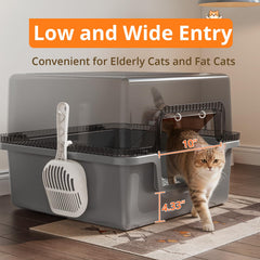 Oneluck XXL tall see-through litter box provides ample space for multiple cats.