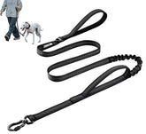 OneTigris dog leash 5ft double handle black for added control on walks.