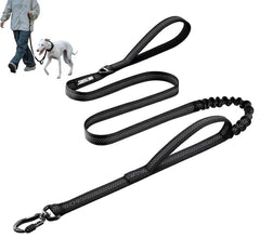 OneTigris dog leash 5ft double handle black for added control on walks.