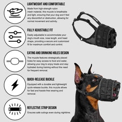 OneTigris dog muzzle open frame design enabling free breathing