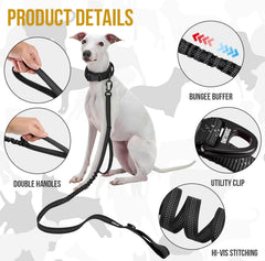 OneTigris leash showing its bungee section for shock absorption during lunges.