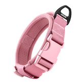 OneTigris pink dog collar close-up showing soft padding for gentle comfort on daily walks.