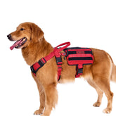 OneTigris service dog vest harness red front view shows sturdy pouches for treats and essentials.