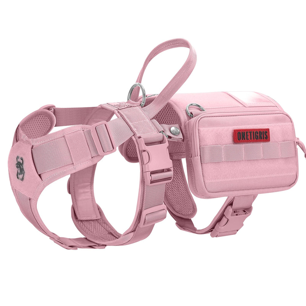 OneTigris service dog vest pink M front view for easy daily handling.
