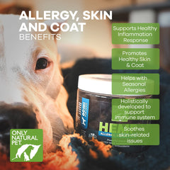 Only Natural Pet Allergy Skin Coat Hemp Soft Chews closeup shows chewy texture