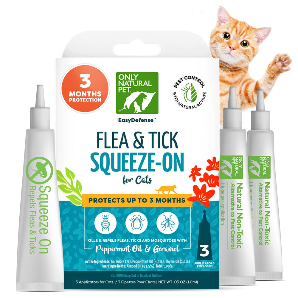 Only Natural Pet EasyDefense drops applied between shoulder blades for flea and tick protection