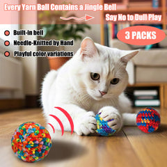 OODOSI knitted bell ball closeup showing tightly woven cotton yarn durability