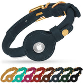 OOPSDOGGY rolled leather collar with AirTag slot for secure pet tracking.
