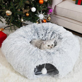 OOZAZEMM cat tunnel under Christmas tree offers safe play away from decorations