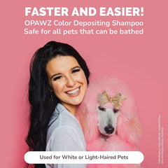 OPAWZ Color Depositing Shampoo applied with gloves to prevent staining during use