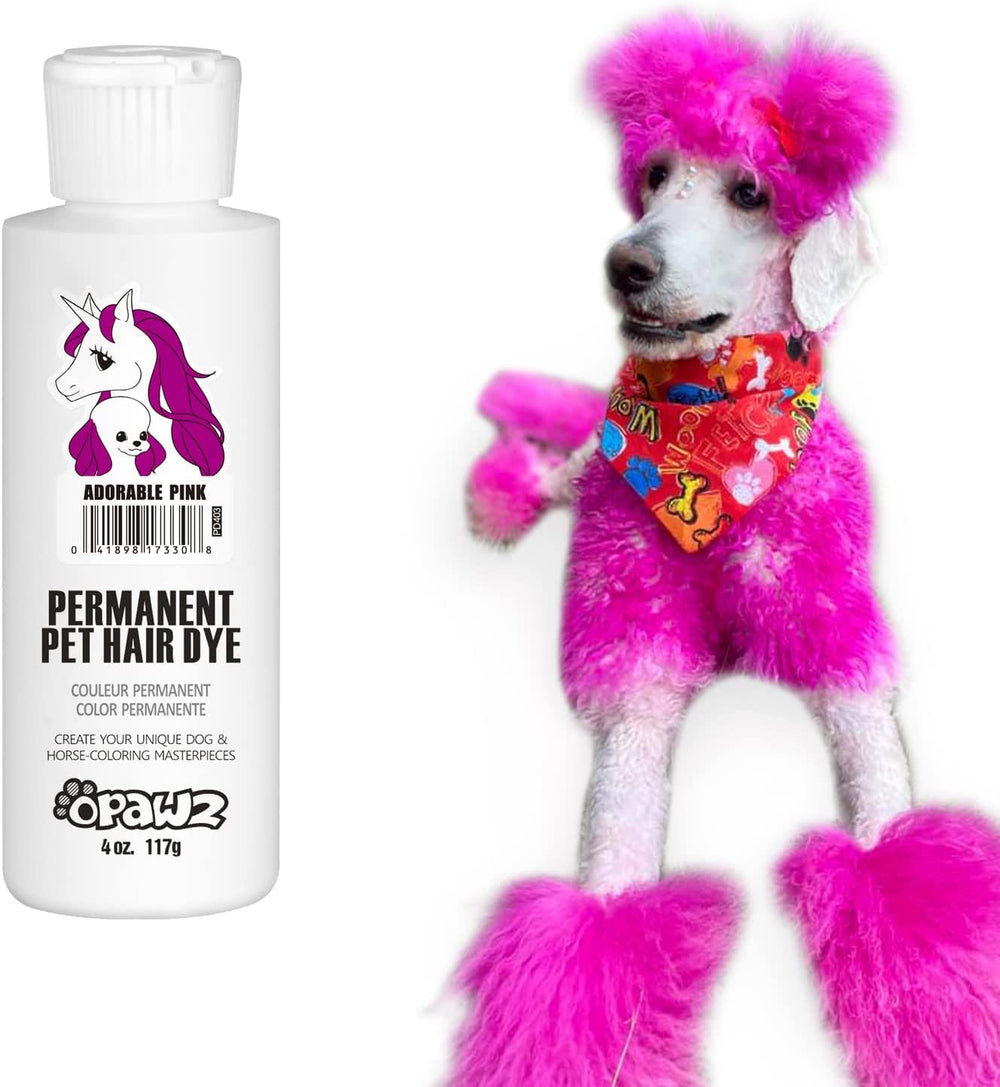 OPAWZ permanent dog dye adorable pink bottle showing long-lasting color for grooming