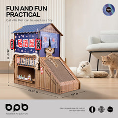 opbodqo cardboard cat house top view highlights open play space for exploration.