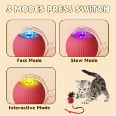 Opdent 360° cat ball red rolling action highlights prey inspired movement and exercise