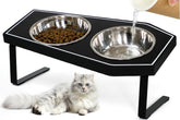 OPELETNNT Gothic cat bowls on a sturdy stand for stylish mealtime