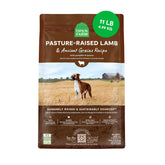 Open Farm ancient grains dry dog food bag front shows protein-rich recipe for strong muscles