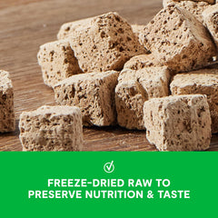 Open Farm Cubes Lamb Liver closeup shows freeze-dried texture and protein-rich snack