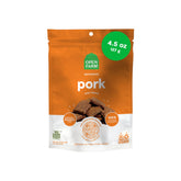 Open Farm Dehydrated Pork Treats closeup—premium protein for training rewards.