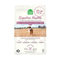 Open Farm digestive health dog food bag highlighting gentle digestion.