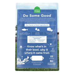 Open Farm grain-free cat kibble closeup highlighting texture and quality ingredients.