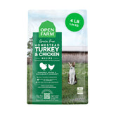 Open Farm Homestead Turkey-Chicken Kibble Bag highlights grain-free, high-protein nutrition.