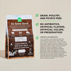 Open Farm Lamb Recipe ingredients close-up—traceable protein and non-GMO produce.
