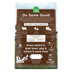 Open Farm Pasture-Raised Lamb dry cat food ingredients cranberry and dandelion greens for vitamins and urinary health support.