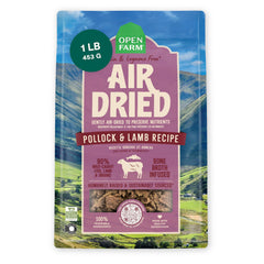 Open Farm pollock-lamb air-dried dog food bag for versatile topper or complete meal.