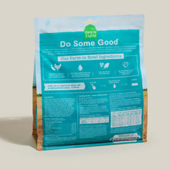 Open Farm puppy in bowl, morsels ready to serve as complete meal or topper.