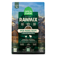 Open Farm RawMix bag front shows grain-free, protein-packed nutrition for dogs
