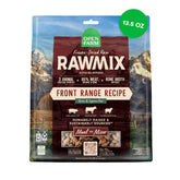 Open Farm RawMix Freeze Dried Morsels bag closeup highlights protein-rich real meat.