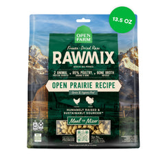 Open Farm RawMix packaging highlights a premium freeze-dried topper for simple meals.