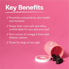 Open Farm Skin & Coat Chews ingredients label with vet-approved components and salmon oil