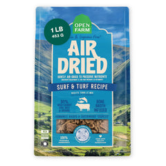Open Farm Surf and Turf air-dried dog food in a bowl, ready as complete meal or topper
