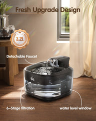 OPOWO 6-stage filtration system provides clean water for pets.