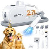OPOWO dog grooming vacuum main unit showing all-in-one grooming power for fur cleanup