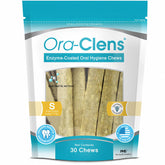 Ora-Clens small-dogs-chews packaging showcases 30-count box for easy daily dental care.