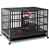 Oranland 48-inch heavy-duty dog crate front view demonstrates durable, secure housing for large dogs.