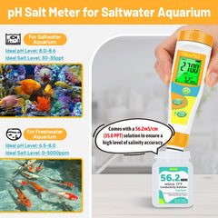 ORAPXI multi-parameter aquarium tester measures pH, salinity, TDS/EC, and temperature