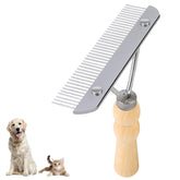 Ordermore undercoat grooming rake with wooden handle for gentle deshedding on long coats.