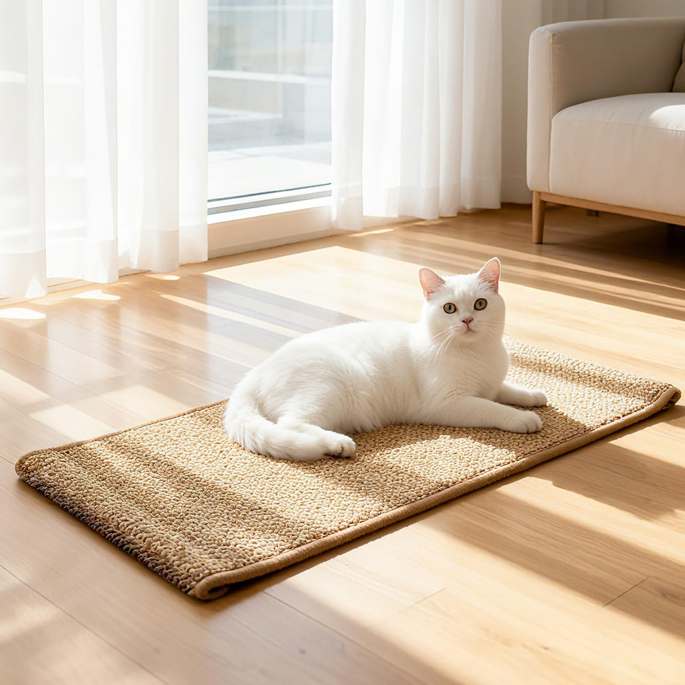 Ordora large cat scratcher mat top view highlighting ample space for stretching and play