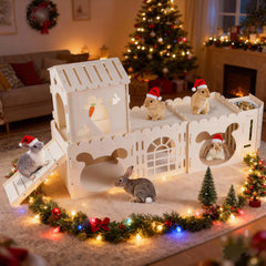 orekemo rabbit castle set interconnected panels shows multi-room layout for social small pets.