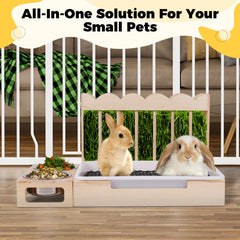 Orekemo upgraded 3-in-1 rabbit hay feeder water bowl ensures easy hydration and clean feeding.