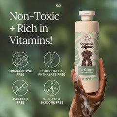 Organic Jaguar natural dog shampoo foamy lather ready for pampering sessions.