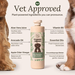 Organic Jaguar shampoo label detail highlights vegan, cruelty-free, all-natural ingredients.