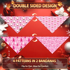 ORITASY Santa Cluz Reindeer 2-pack bandanas shown together for holiday look.